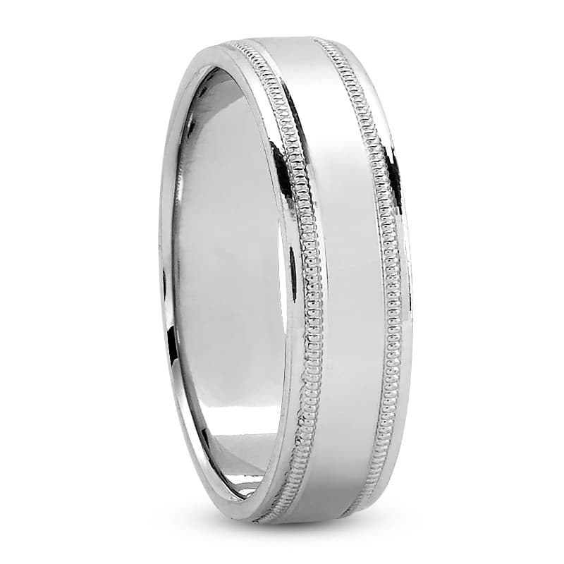 Mens 14KT White Gold Platinum Traditional Wedding Band M794