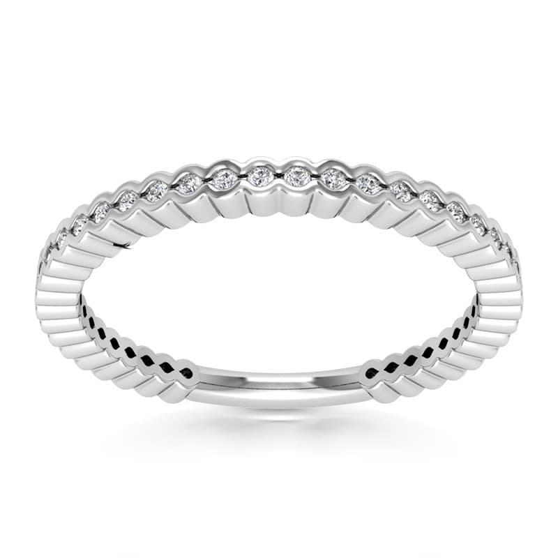 Ladies 14KT White Gold Platinum Round Diamond Wedding Band WB5387