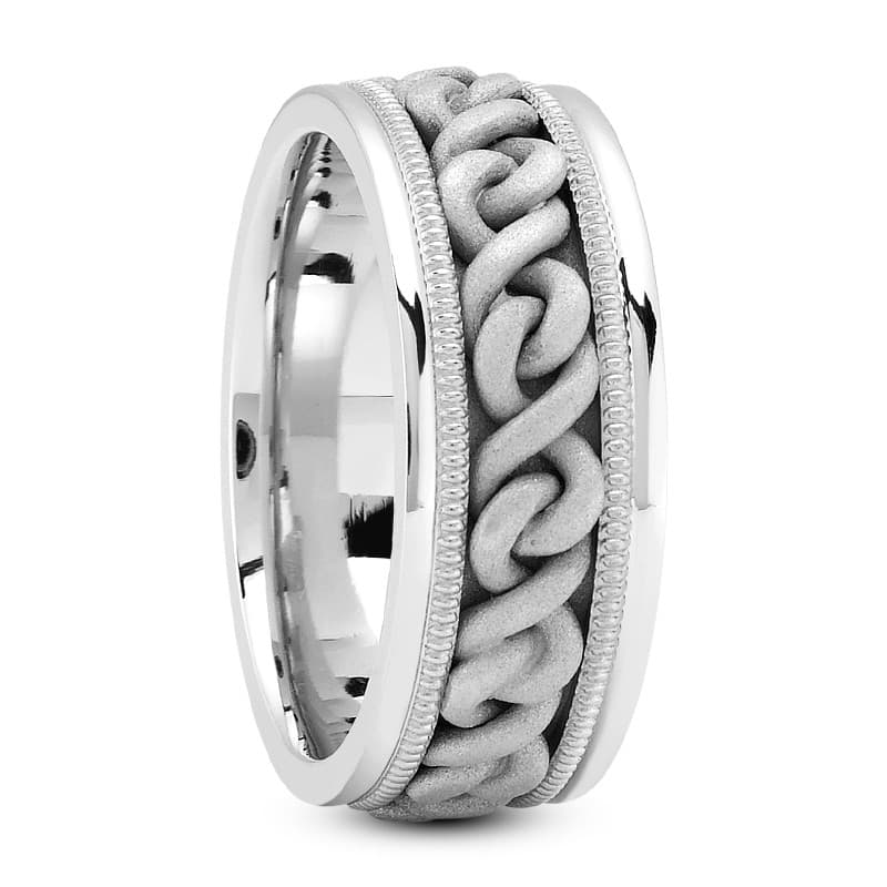 Ladies 14KT White Gold Platinum Traditional Wedding Band HM122
