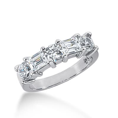 Ladies 14KT White Gold Platinum Diamond Wedding Band WB1447