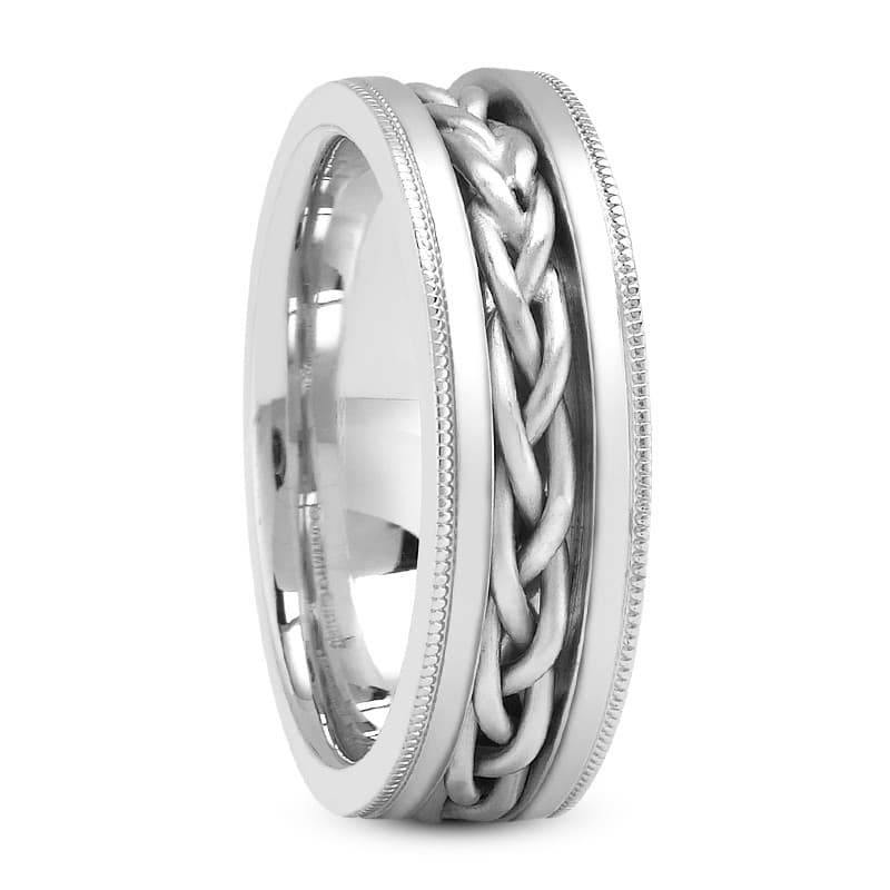 Ladies 14KT White Gold Platinum Traditional Wedding Band HM150