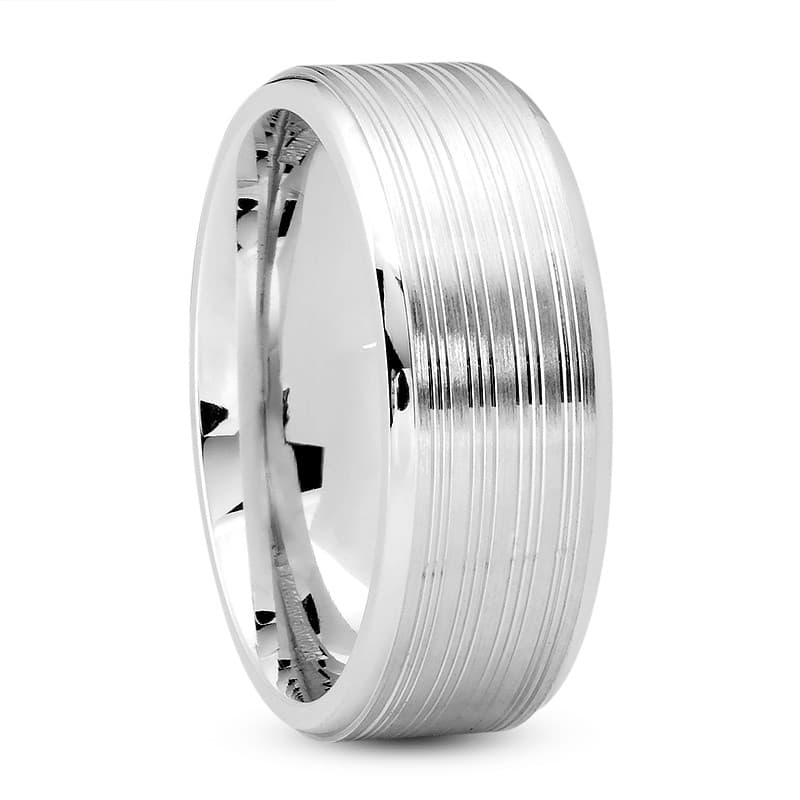 Mens 14KT White Gold Platinum Traditional Wedding Band M710
