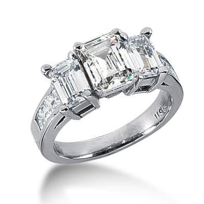 Ladies Emerald Cut,Marquise Diamond Three Stones Engagement Ring ENR1965