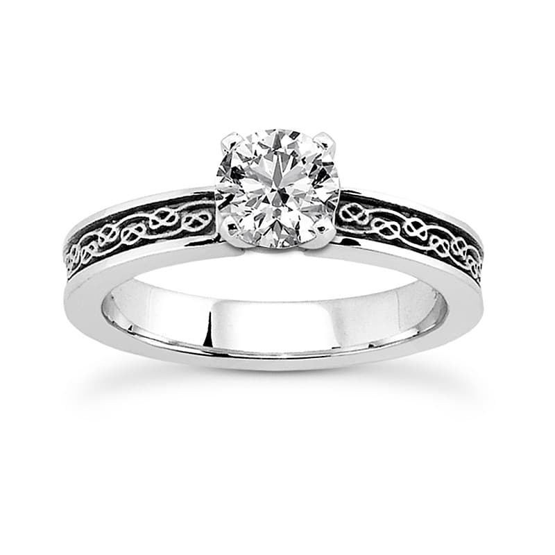 Ladies 14KT White Gold Platinum Solitaire Engagement Set ENS3621-A
