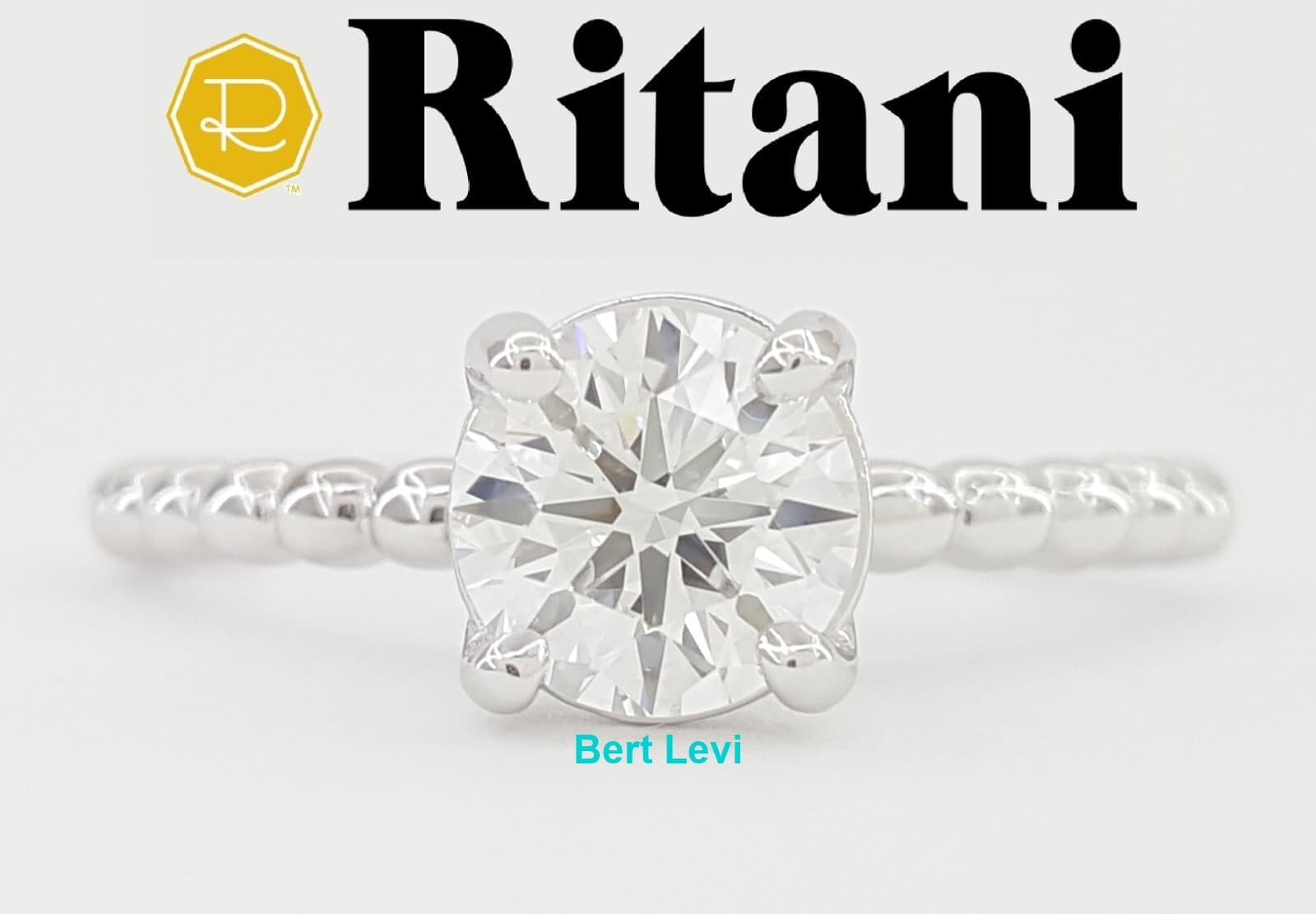 Ritani Natural Round Diamond Solitaire Engagement Ring 0.82ct 18k White Gold $7K