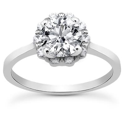 Ladies 14KT White Gold Platinum Round Diamond Tailored Engagement Set ENS3137-A