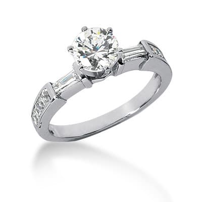 Ladies 14KT White Gold Platinum Tailored Engagement Set ENS761-A