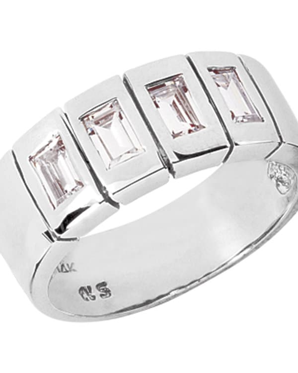 Ladies 14KT White Gold Platinum Wedding Band Set WBS126-G