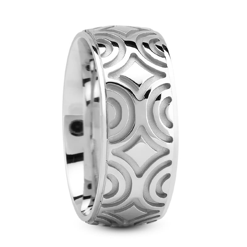 Mens 14KT White Gold Platinum Traditional Wedding Band M474