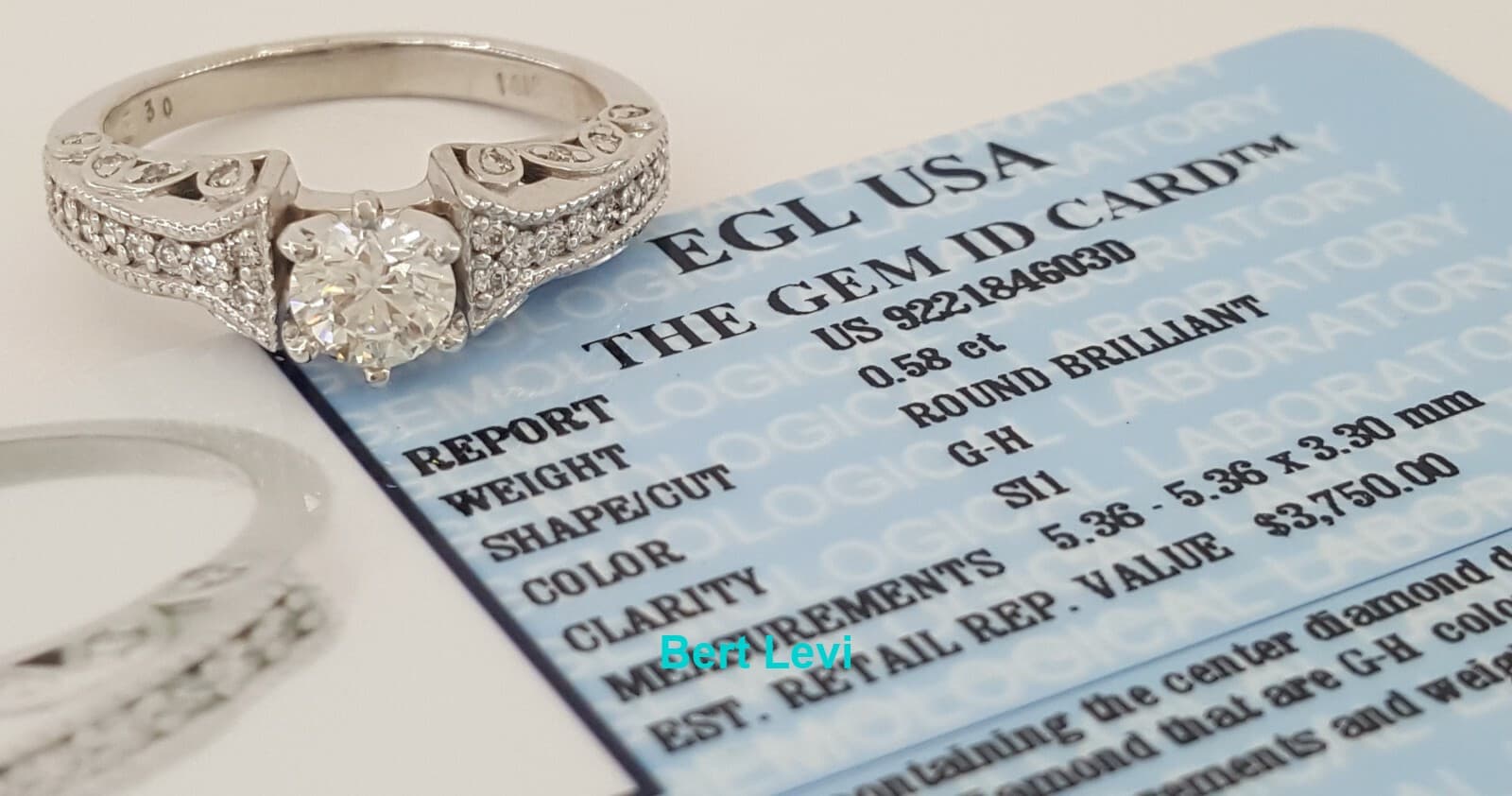 Round Diamond Engagement Ring 0.88 ct 14K White Gold Rtl $3,750