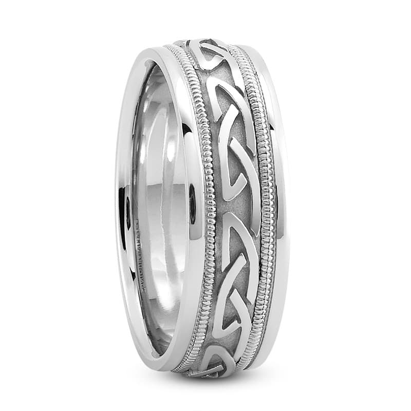 Ladies 14KT White Gold Platinum Traditional Wedding Band HM259
