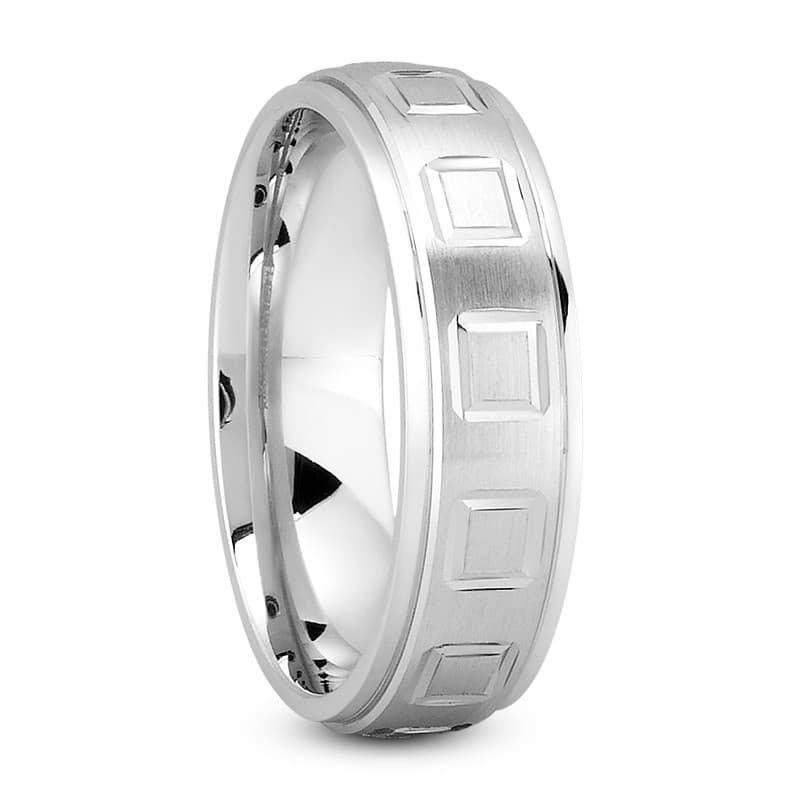 Mens 14KT White Gold Platinum Traditional Wedding Band M1084