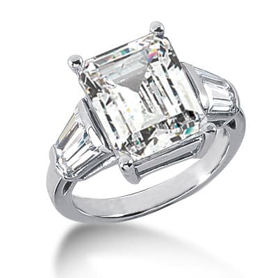 Ladies 14KT White Gold Platinum Three Stones Engagement Ring ENR2576