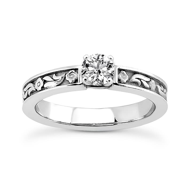 Ladies 14KT White Gold Platinum Solitaire Engagement Set ENS3500-A