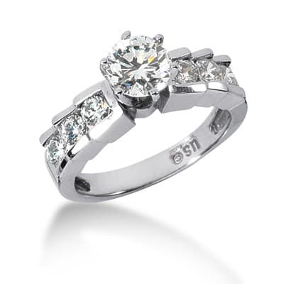 Ladies 14KT White Gold Platinum Fancy Engagement Set ENS573-A
