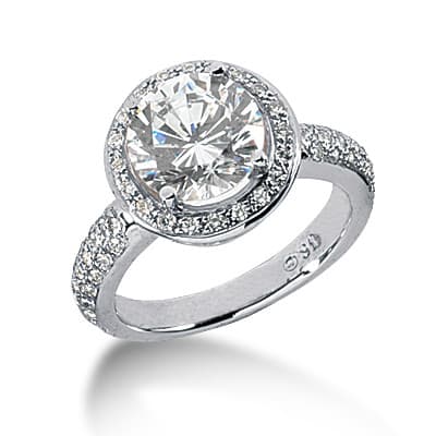 Ladies 14KT White Gold Platinum Round Diamond Halo Engagement Set ENS4164-A