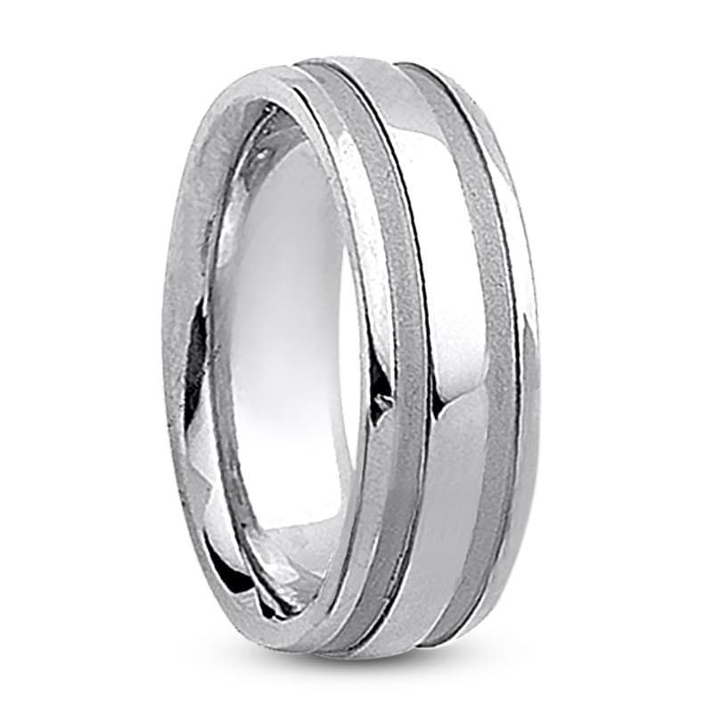 Mens 14KT White Gold Platinum Traditional Wedding Band M314