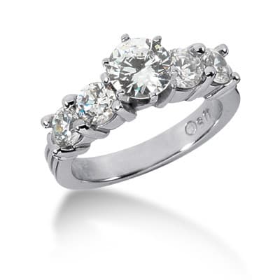 Ladies 14KT White Gold Platinum Fancy Engagement Set ENS671-A