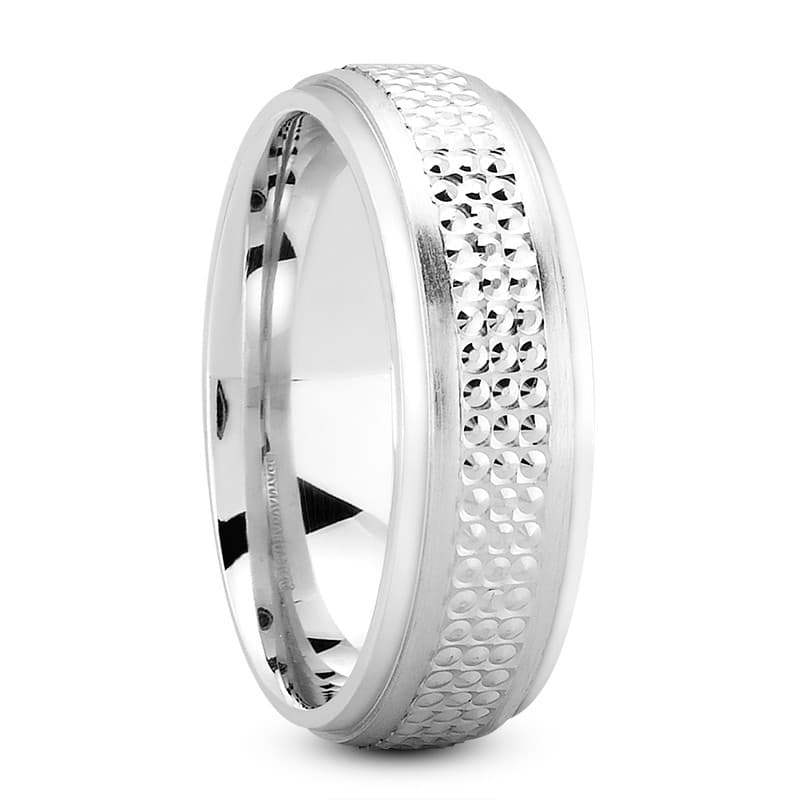 Mens 14KT White Gold Platinum Traditional Wedding Band m1130