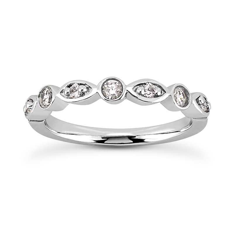 Ladies 14KT White Gold Platinum Round Diamond Wedding Band WB5081