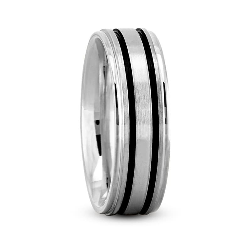 Mens 14KT White Gold Platinum Traditional Wedding Band M8009
