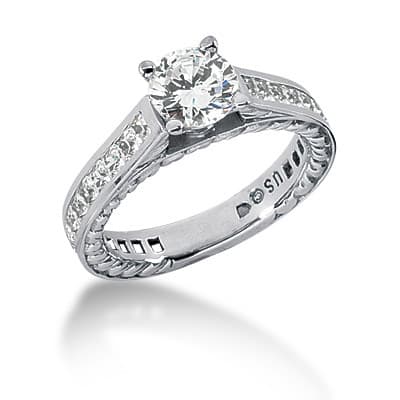 Ladies 14KT White Gold Platinum Fancy Engagement Set ENS371-A