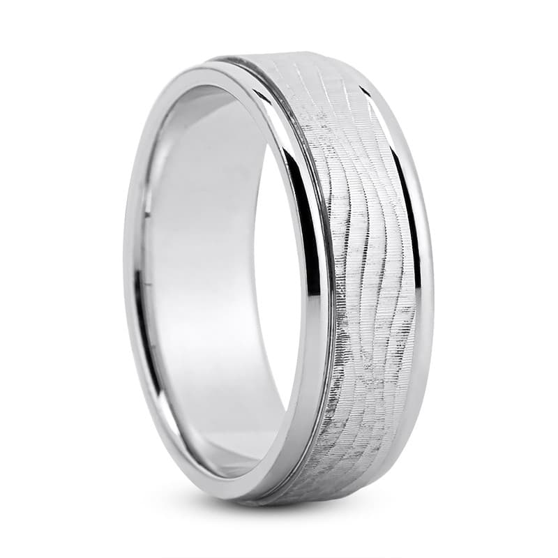Mens 14KT White Gold Platinum Traditional Wedding Band M8065