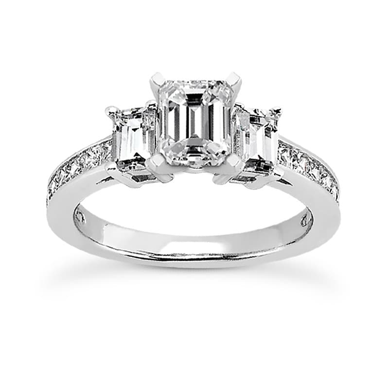 Ladies 14KT White Gold Platinum Fancy Engagement Set ENS1560-A