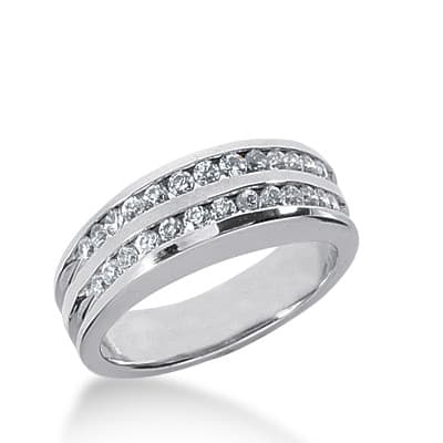 Ladies 14KT White Gold Platinum Round Diamond Wedding Band WB1618
