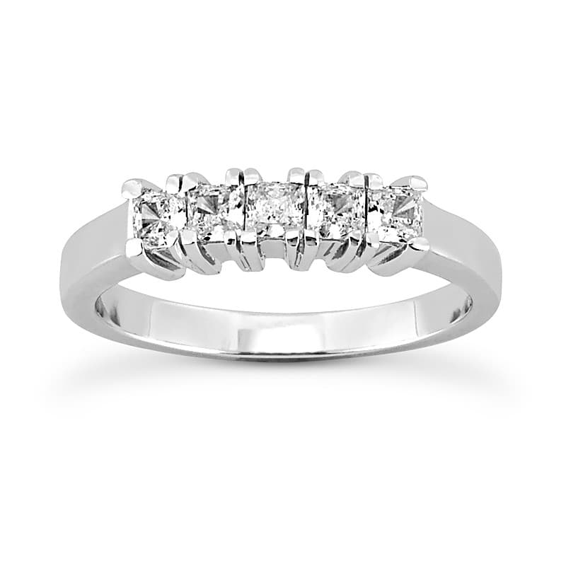 Ladies 14KT White Gold Platinum Princess Cut Diamond Wedding Band WB2750