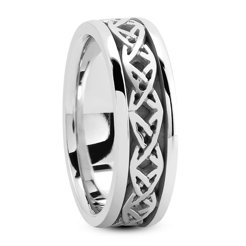 Ladies 14KT White Gold Platinum Traditional Wedding Band HM249
