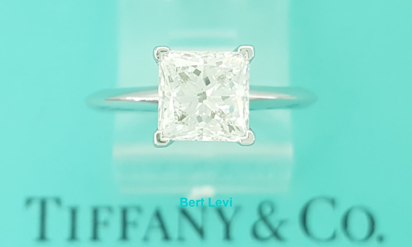Tiffany & Co Princess Diamond Solitaire Engagement Ring 1.56 ct Plat Rtl $28K