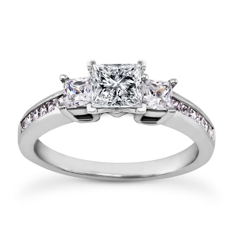 Ladies 14KT White Gold Platinum Fancy Engagement Set ENS1797-A