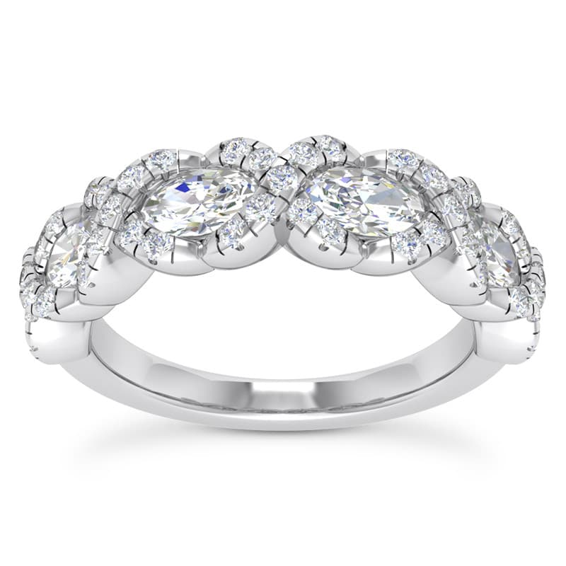 Ladies 14KT White Gold Platinum Diamond Wedding Band WB5426