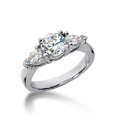 Ladies 14KT White Gold Platinum Three Stones Engagement Ring ENR3130