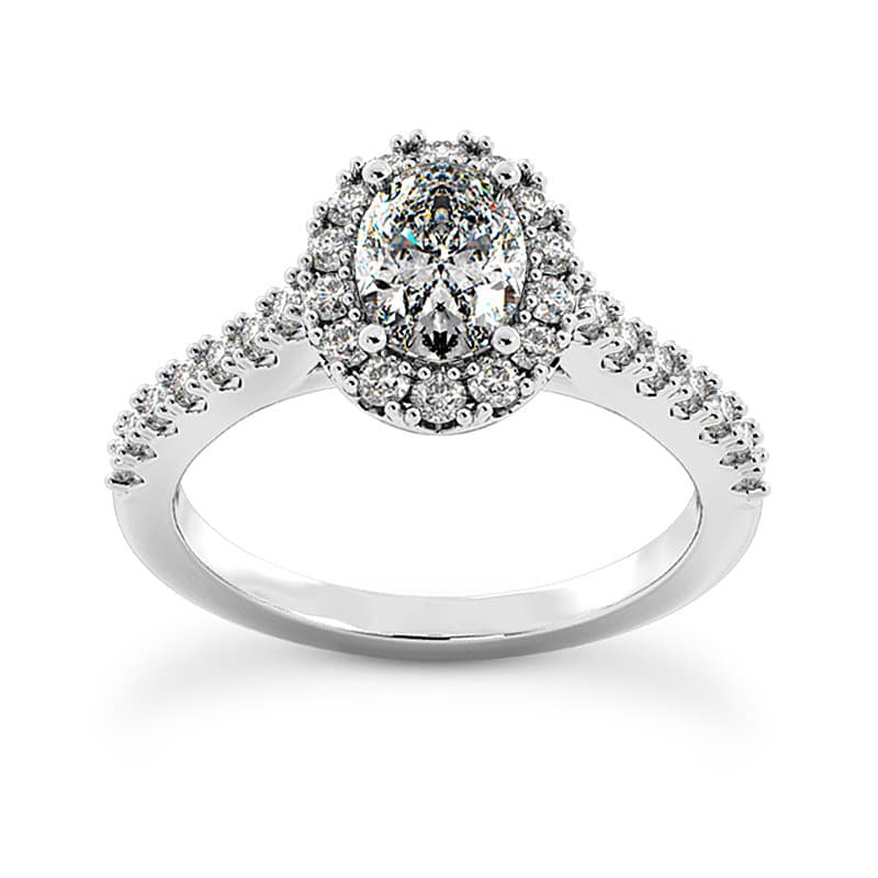 Ladies 14KT White Gold Platinum Oval Diamond Engagement Sets ENS2174-10x8-A