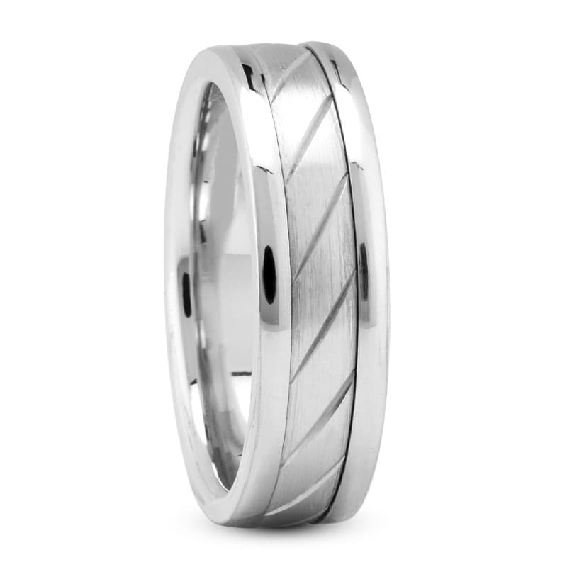 Mens 14KT White Gold Platinum Traditional Wedding Band M446