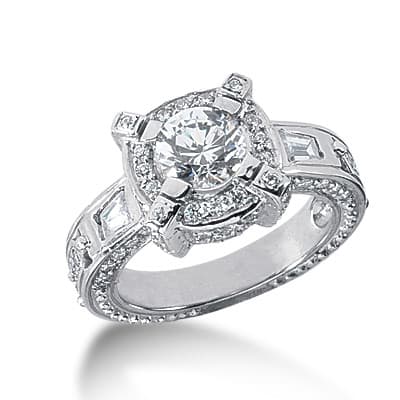Ladies 14KT White Gold Platinum Fancy Engagement Ring ENR2622