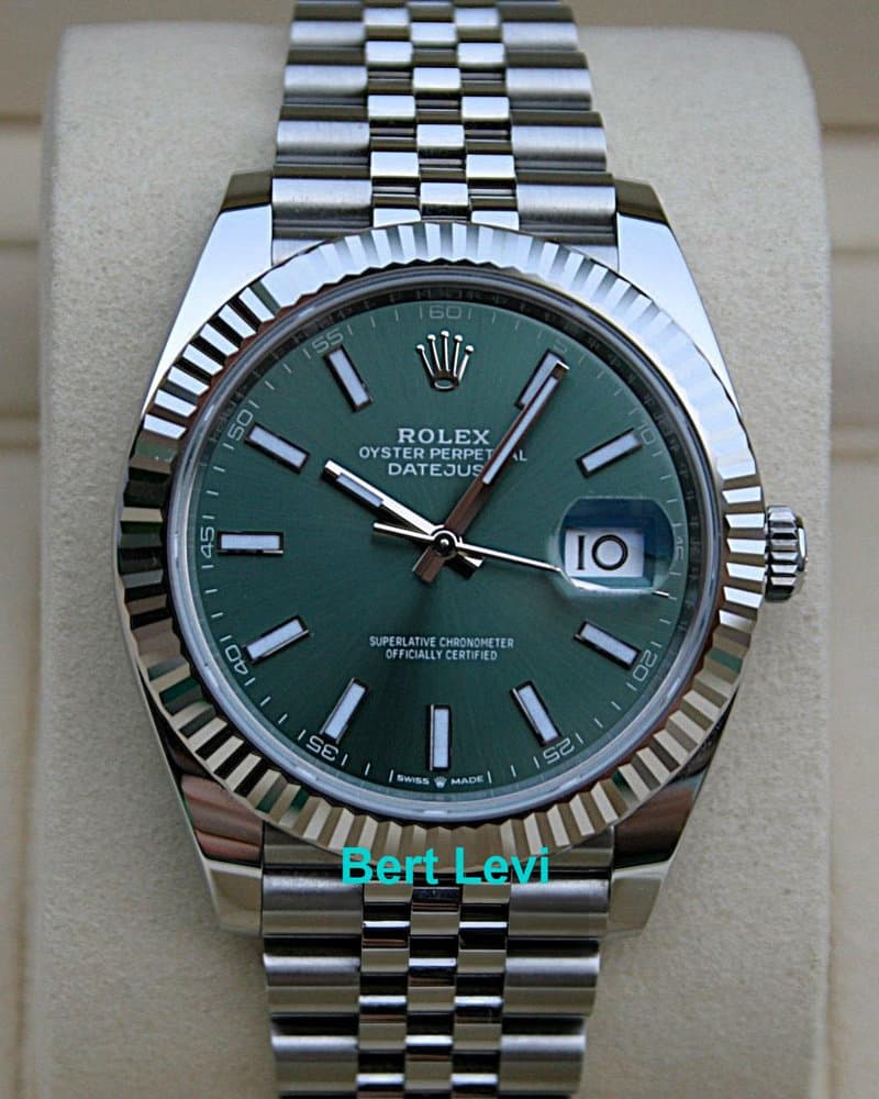 ROLEX 126334 DATEJUST 41MM WATCH MINT GREEN DIAL JUBILEE