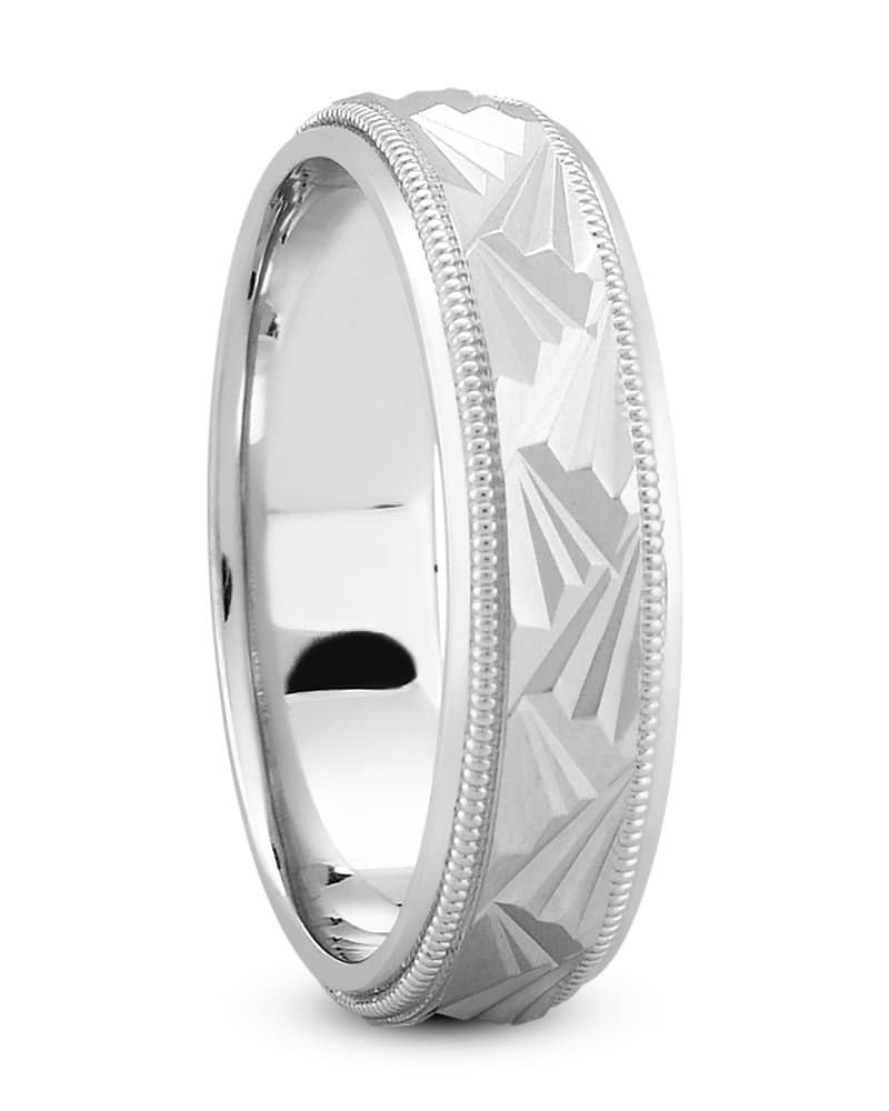 Mens 14KT White Gold Platinum Traditional Wedding Band M1028