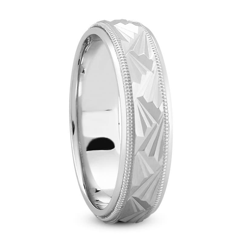 Mens 14KT White Gold Platinum Traditional Wedding Band M1028