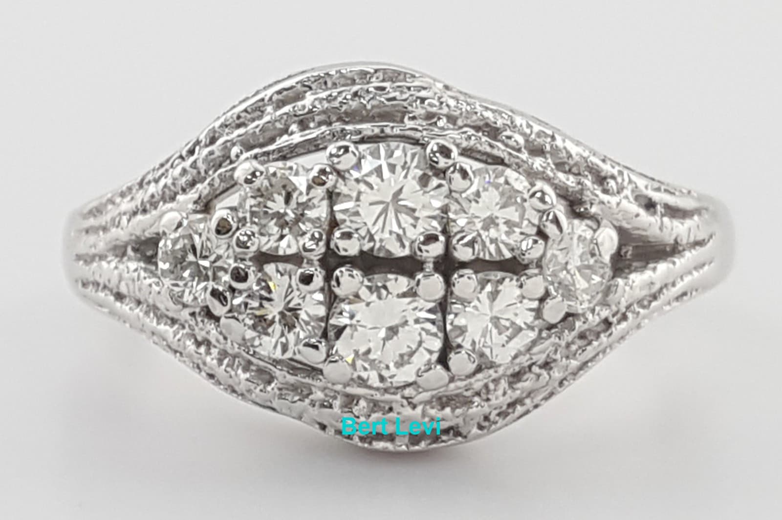 Vintage Round Diamond Evil Eye Ring 0.6 ct 18K White Gold 8.2 Grams