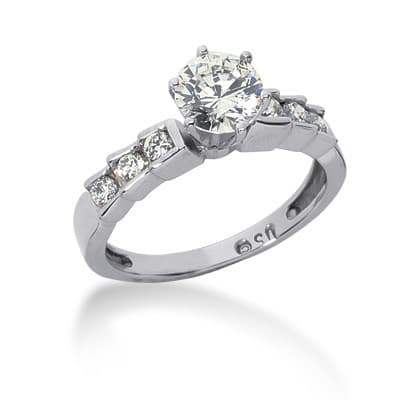Ladies 14KT White Gold Platinum Fancy Engagement Set ENS572-A