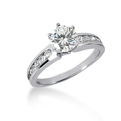 Ladies 14KT White Gold Platinum Fancy Engagement Set ENS517-A