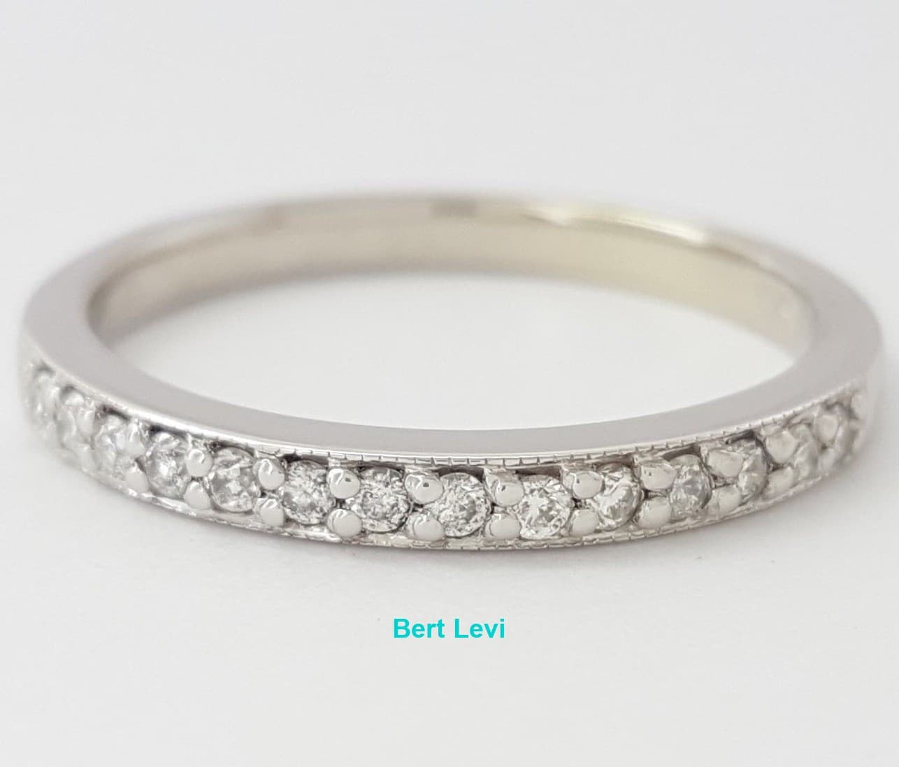 0.2 ct 14K White Gold Round Cut Diamond Wedding Anniversary Fashion Band