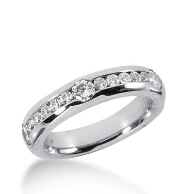 Ladies 14KT White Gold Platinum Round Diamond Wedding Band WB1226
