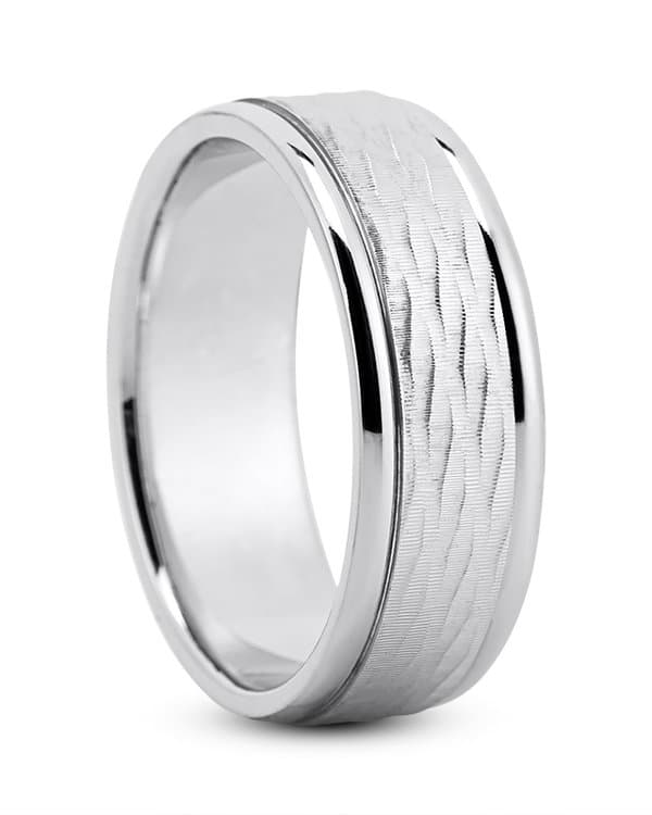 Mens 14KT White Gold Platinum Traditional Wedding Band M8049
