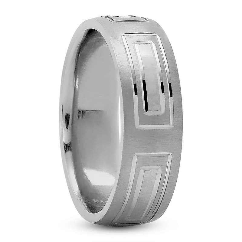Mens 14KT White Gold Platinum Traditional Wedding Band M268
