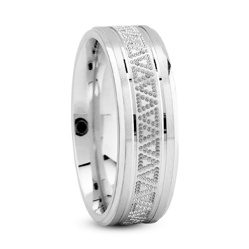 Mens 14KT White Gold Platinum Traditional Wedding Band M813