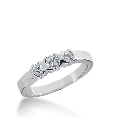 Ladies 14KT White Gold Platinum Round Diamond Wedding Band WB2404